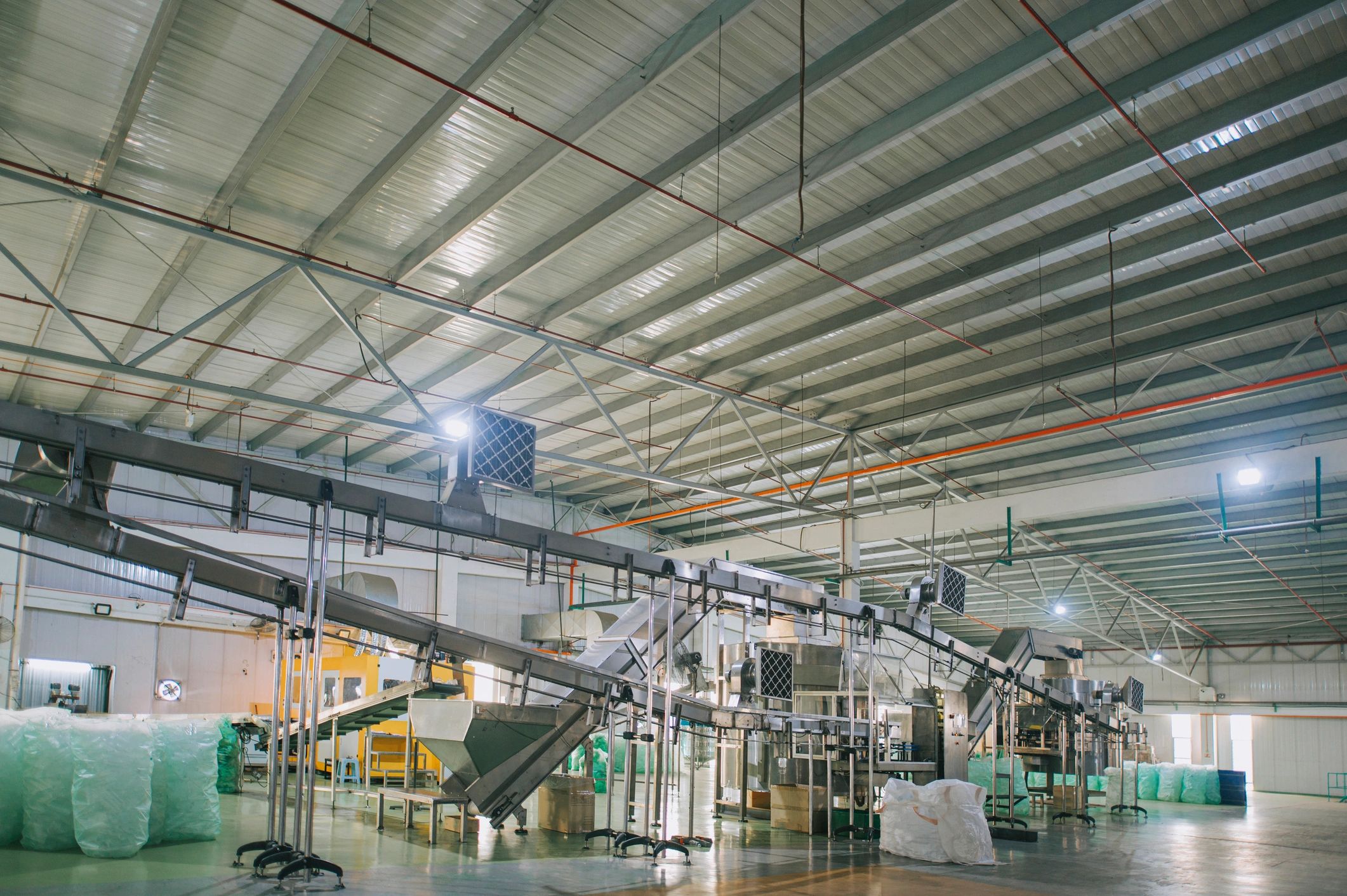 Production line representing packaging and throughput