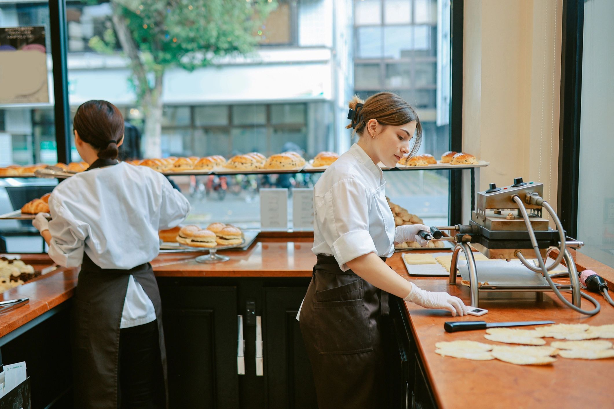 Bakery team preparing dough using consistent flour